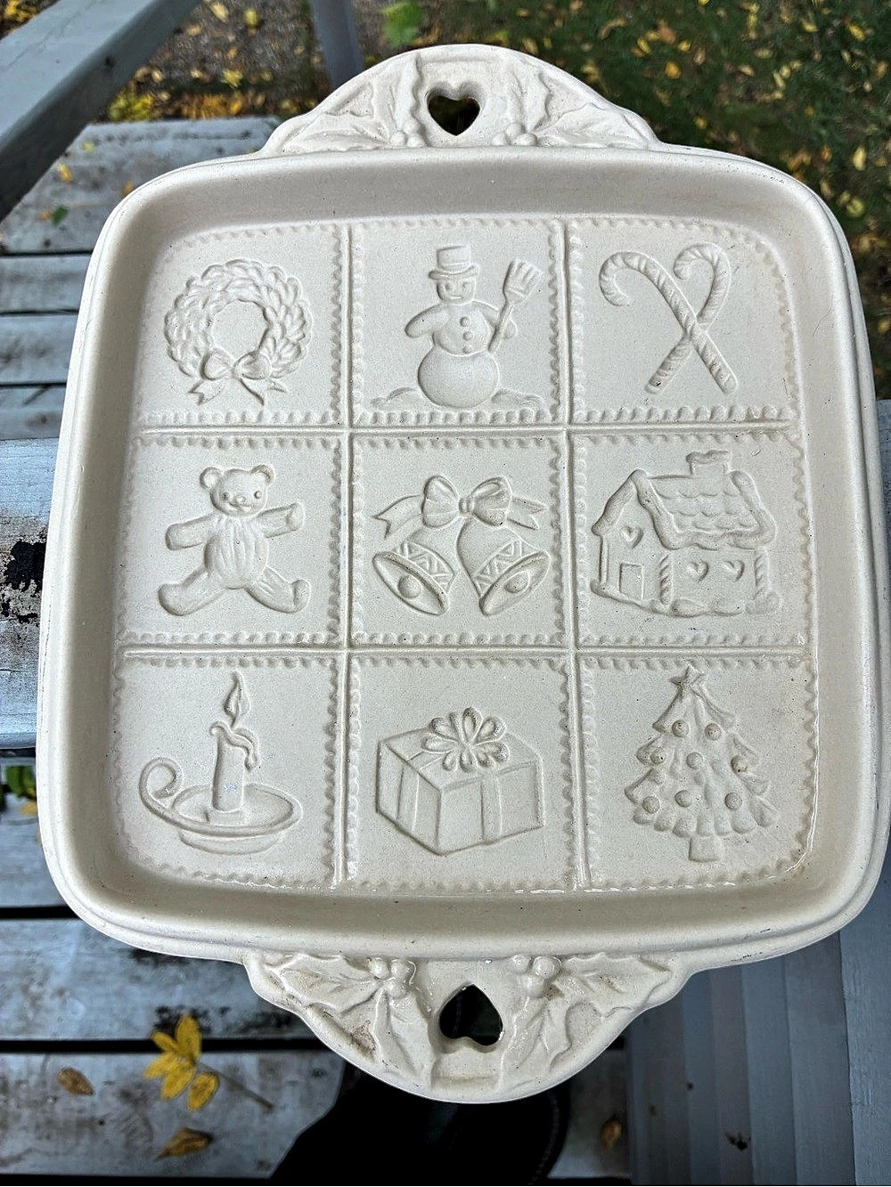 Vintage 1992 Brown Bag Cookie Art Hill Design Christmas Shortbread Stoneware